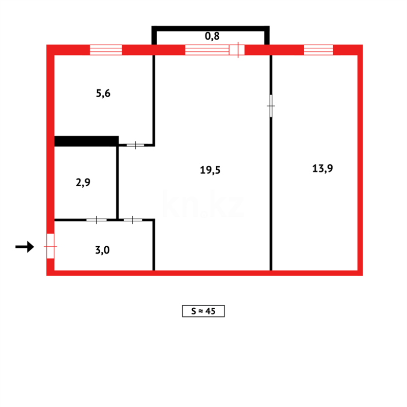 Продажа 2-комнатной квартиры, 46 м² - Продажа двухкомнатных квартир в панельном доме в Темиртау - страница 6 фото 9 из 9