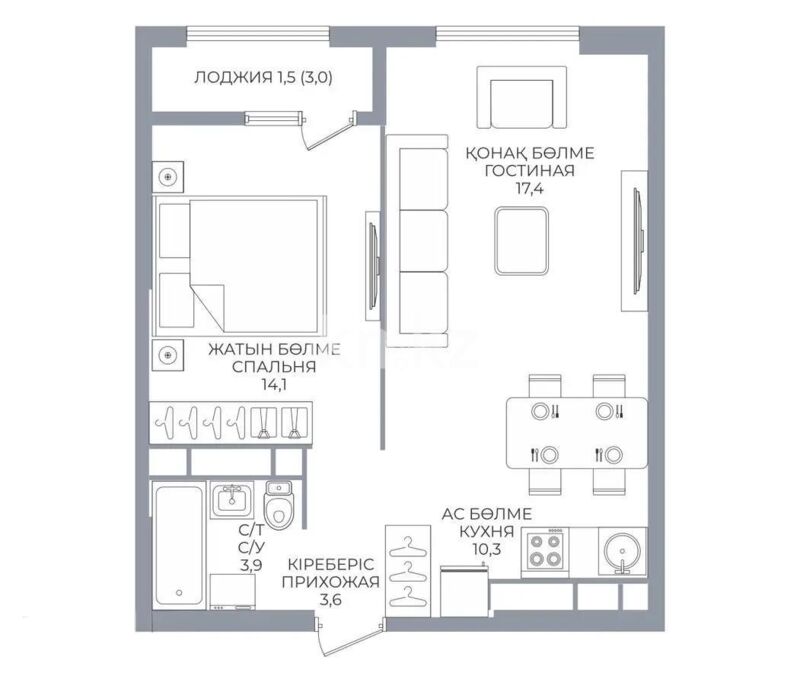 Продажа 2-комнатной квартиры, 53 м² - Продажа квартир в монолитно-каркасном доме в Алматы - страница 321 фото 4 из 4