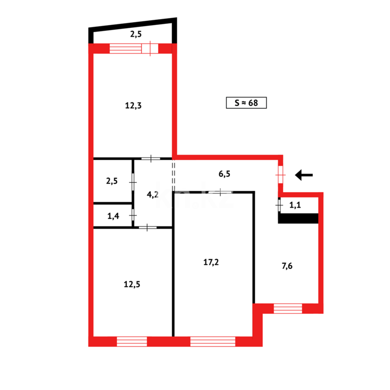 Продажа 3-комнатной квартиры, 68 м² - Продажа трехкомнатных квартир в Темиртау - страница 17 фото 14 из 14