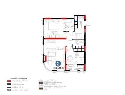 Продажа 2-комнатной квартиры, 68.29 м² - Продажа двухкомнатных квартир в блочном доме в Астане - страница 2 фото 1 из 1