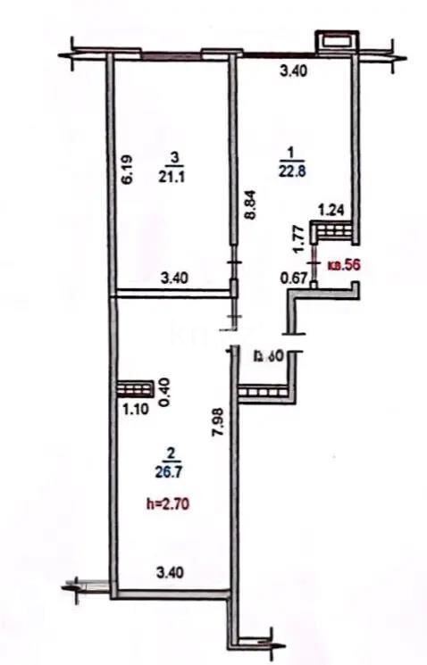 Продажа 3-комнатной квартиры, 70.6 м² - Продажа трехкомнатных квартир в Алатауском р-не Алматы - страница 11 фото 1 из 1