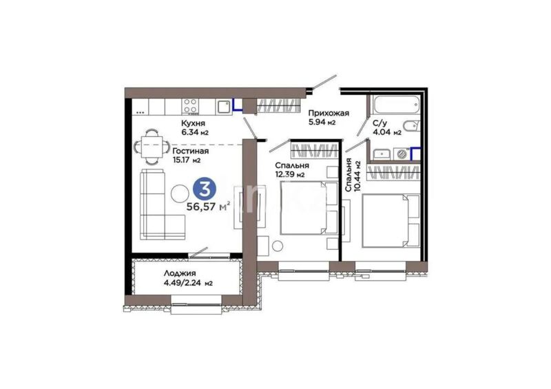 Продажа 3-комнатной квартиры, 57 м² - Продажа трехкомнатных квартир в блочном доме в Казахстане - страница 8 фото 4 из 4