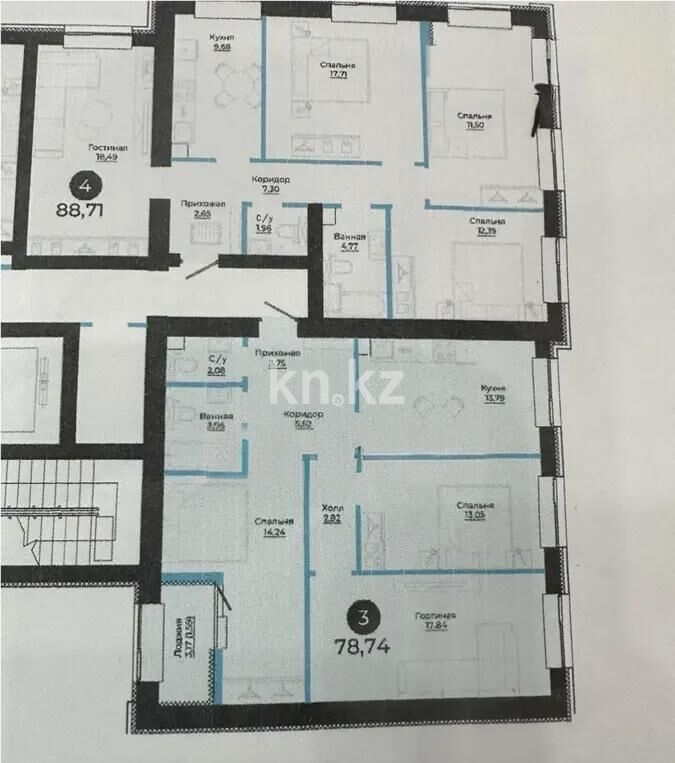 Продажа 3-комнатной квартиры, 78.8 м² - Продажа квартир в монолитно-каркасном доме в Астане - страница 122 фото 1 из 1
