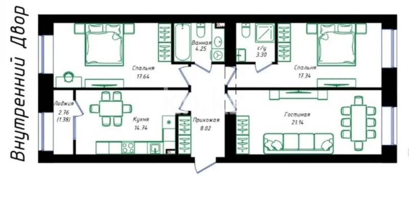 Продажа 3-комнатной квартиры, 87.81 м² - Недвижимость в Астане - страница 29 фото 1 из 1