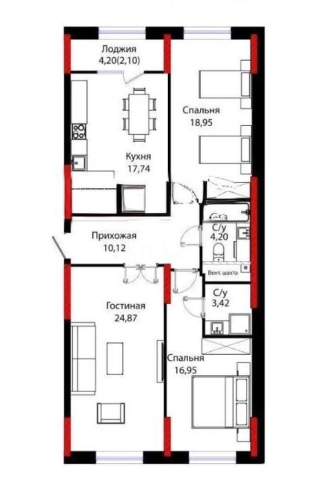 Продажа 3-комнатной квартиры, 98.35 м² - Продажа квартир в р-не Есиль Астаны - страница 30 фото 7 из 7