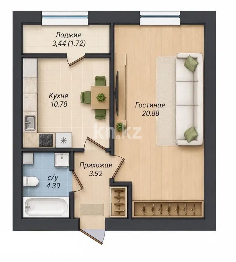 Продажа 1-комнатной квартиры, 42 м² - Продажа однокомнатных квартир в р-не Есиль Астаны - страница 17 фото 1 из 1