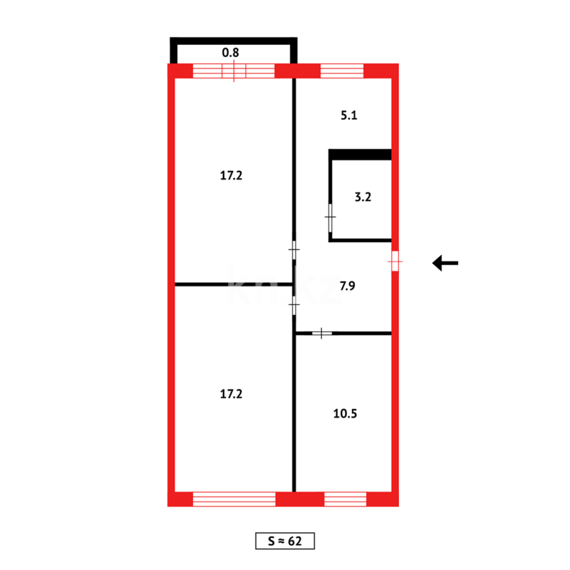 Продажа 3-комнатной квартиры, 62 м² - Продажа трехкомнатных квартир в Темиртау - страница 12 фото 19 из 19
