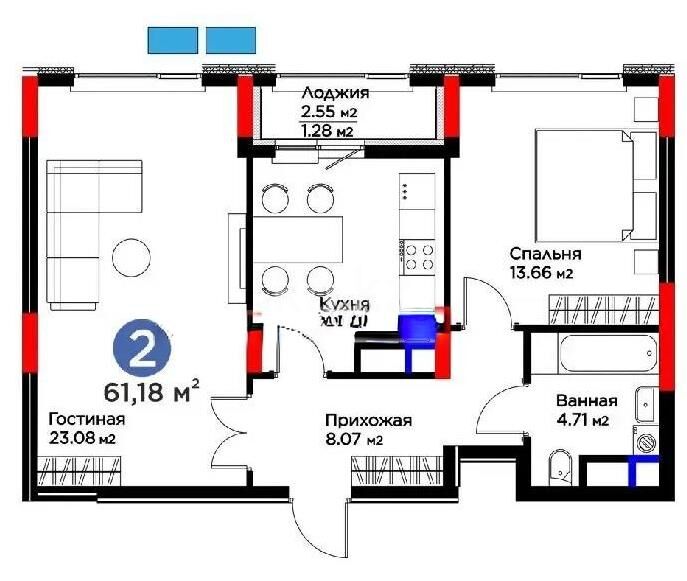 Продажа 2-комнатной квартиры, 61.2 м² - Продажа квартир в блочном доме в Астане - страница 174 фото 1 из 1