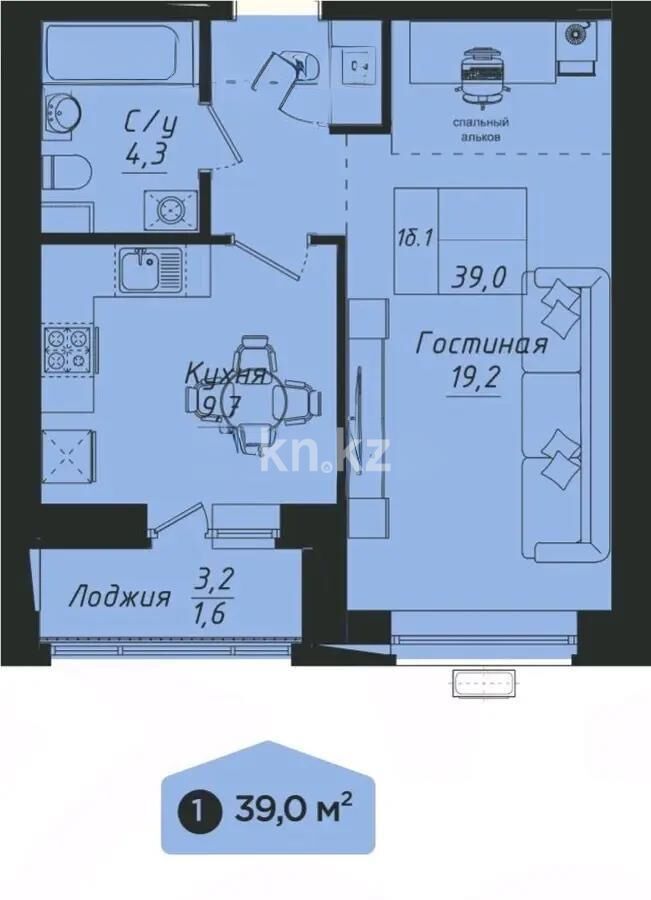 Продажа 1-комнатной квартиры, 39 м² - Продажа однокомнатных квартир в р-не Нура Астаны - страница 38 фото 1 из 1