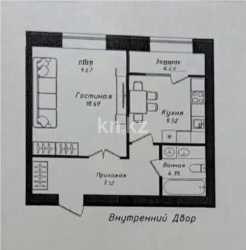 Продажа 1-комнатной квартиры, 42 м² - Продажа однокомнатных квартир от собственников в Казахстане - страница 43 фото 1 из 1