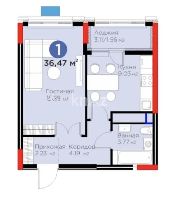 Продажа 1-комнатной квартиры, 37 м² - Продажа однокомнатных квартир в Казахстане - страница 18 фото 1 из 1