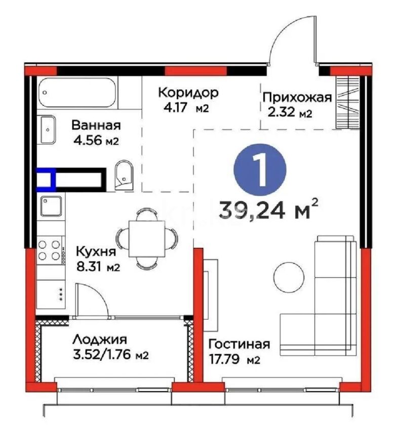 Продажа 1-комнатной квартиры, 39 м² - Продажа однокомнатных квартир от собственников в Казахстане - страница 83 фото 1 из 1
