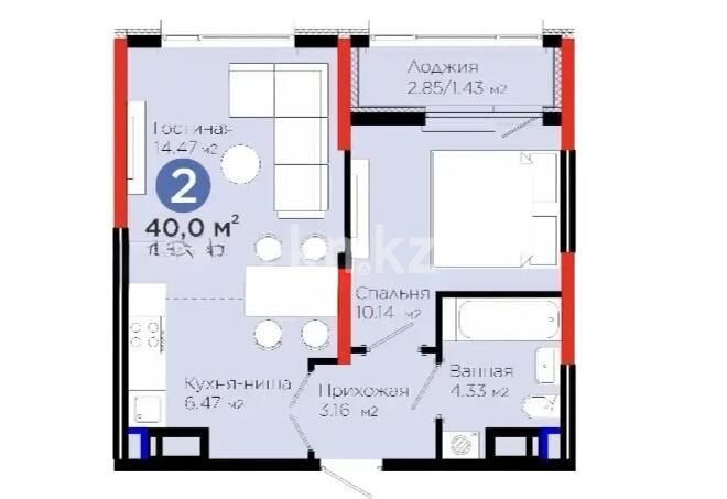 Продажа 2-комнатной квартиры, 40 м² - Продажа двухкомнатных квартир в р-не Нура Астаны - страница 47 фото 1 из 1