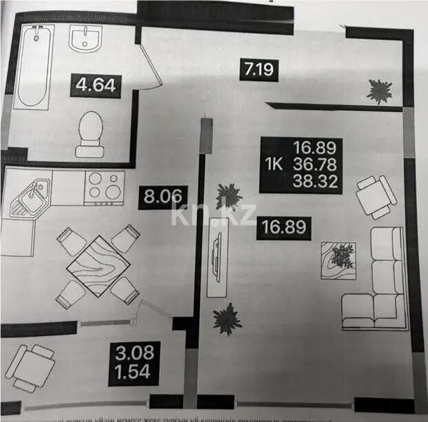 Продажа 1-комнатной квартиры, 38.32 м² - Продажа однокомнатных квартир в Астане - страница 16 фото 4 из 4