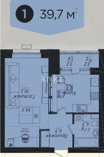 Продажа 1-комнатной квартиры, 39.7 м² - Продажа однокомнатных квартир в кирпичном доме в Казахстане фото 1 из 1