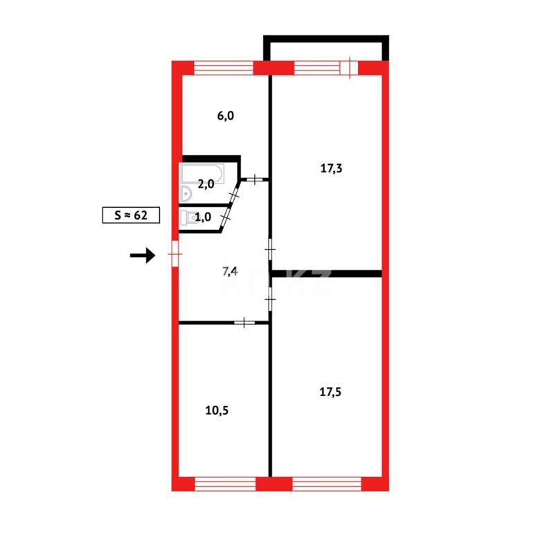 Продажа 3-комнатной квартиры, 62 м² - Продажа квартир в Караганде - страница 28 фото 7 из 7