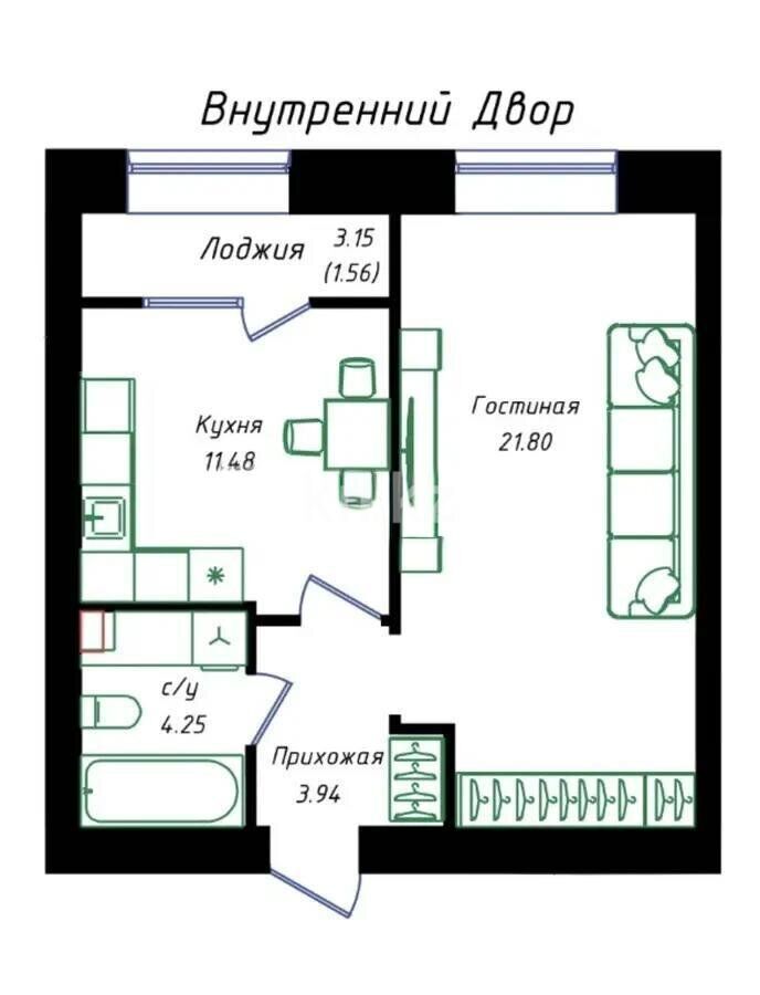 Продажа 1-комнатной квартиры, 43 м² - Продажа квартир в р-не Сарыарка Астаны фото 1 из 1