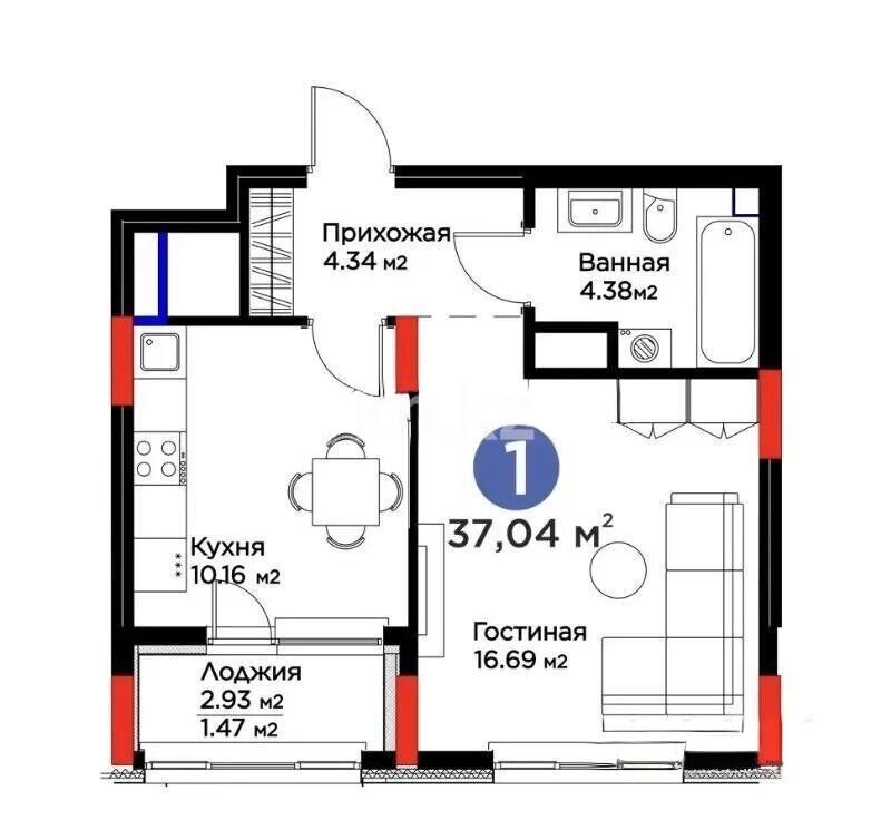 Продажа 1-комнатной квартиры, 37 м² - Продажа однокомнатных квартир в р-не Есиль Астаны - страница 19 фото 4 из 4