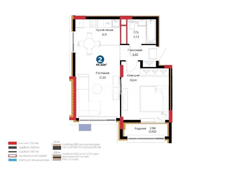 Продажа 2-комнатной квартиры, 46 м² - Продажа двухкомнатных квартир в р-не Байконур Астаны - страница 8 фото 1 из 1