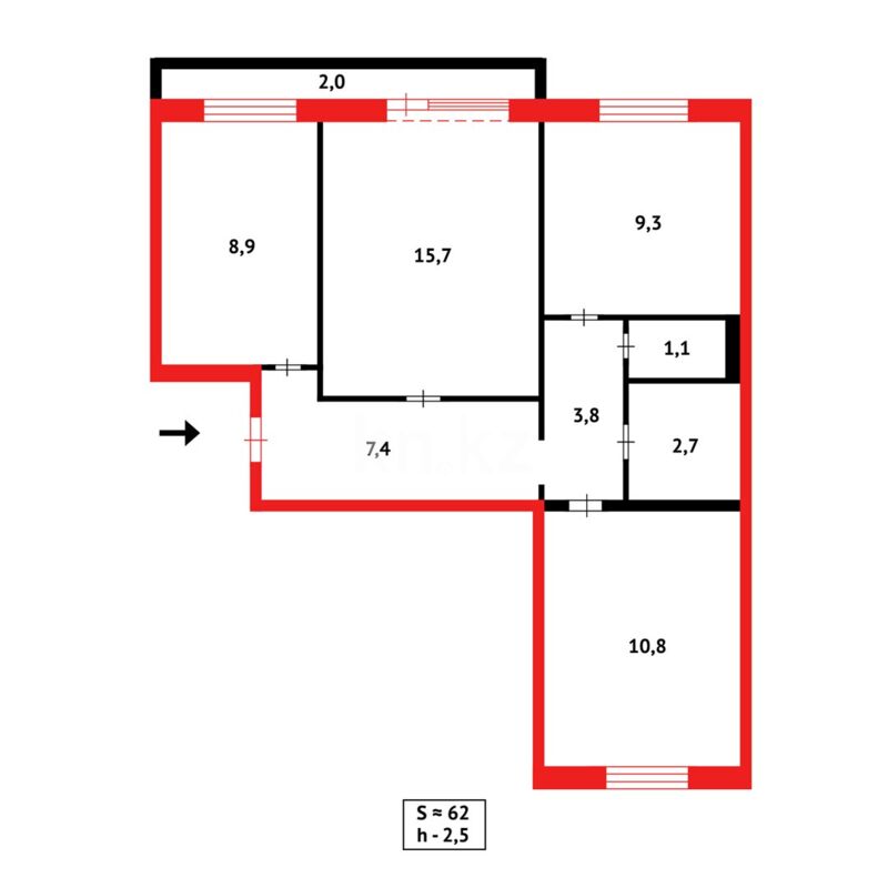 Продажа 3-комнатной квартиры, 63 м² - Недвижимость в Караганде - страница 20 фото 9 из 9