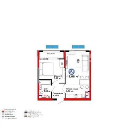 Продажа 2-комнатной квартиры, 47 м² - Продажа двухкомнатных квартир в монолитном доме в Казахстане - страница 12 фото 1 из 1