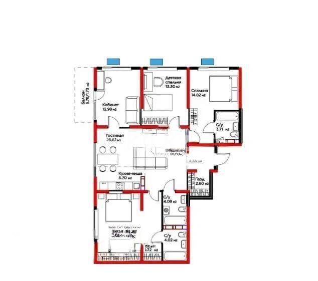 Продажа 5-комнатной квартиры, 112 м² - Продажа пятикомнатных и более квартир в монолитно-каркасном доме в Алматы - страница 2 фото 4 из 4