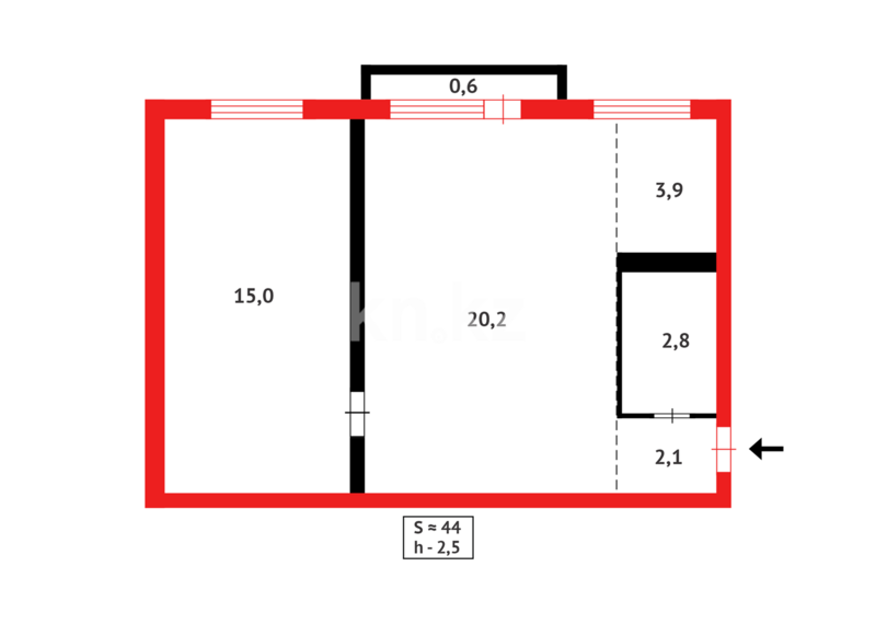 Продажа 2-комнатной квартиры, 44 м² - Продажа двухкомнатных квартир в кирпичном доме в Караганде - страница 25 фото 11 из 11