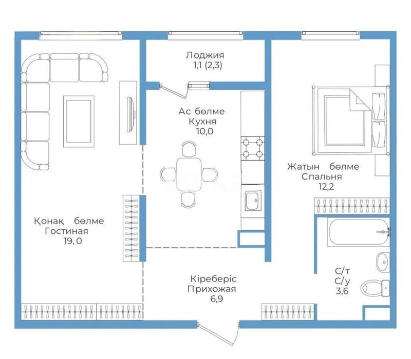 Продажа 2-комнатной квартиры, 52.8 м² - Продажа квартир от собственников в Алматы - страница 20 фото 1 из 1