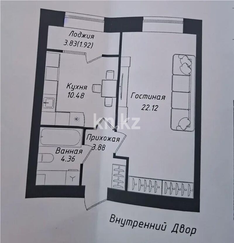 Продажа 1-комнатной квартиры, 43 м² - Продажа однокомнатных квартир в р-не Нура Астаны - страница 30 фото 1 из 1