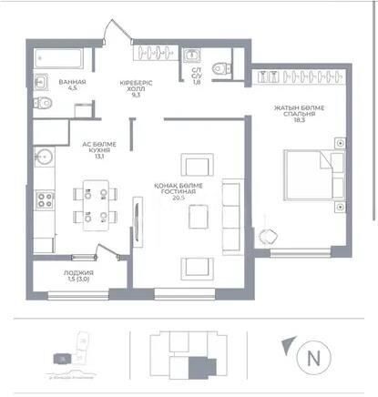 Продажа 3-комнатной квартиры, 70 м² - Продажа трехкомнатных квартир в Бостандыкском р-не Алматы - страница 13 фото 1 из 1