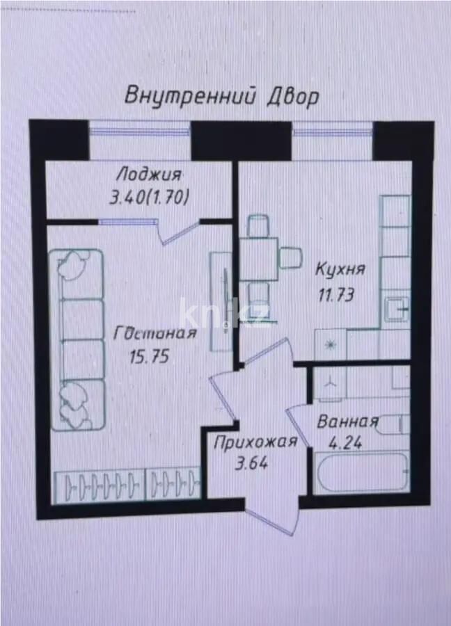 Продажа 1-комнатной квартиры, 38 м² - Продажа квартир в Казахстане - страница 13 фото 1 из 1