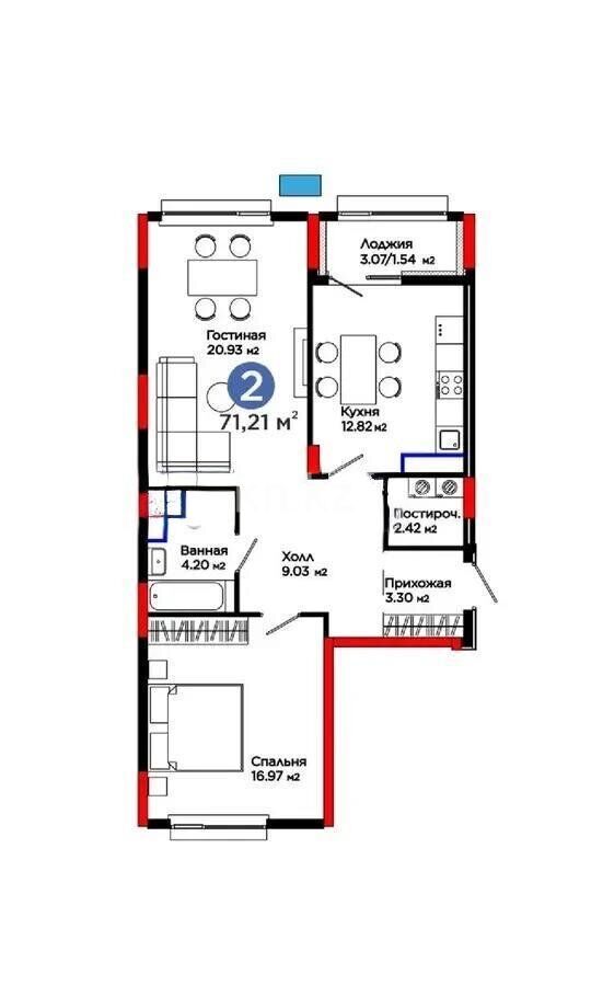 Продажа 2-комнатной квартиры, 71.21 м² - Продажа двухкомнатных квартир от собственников в Астане - страница 7 фото 1 из 1