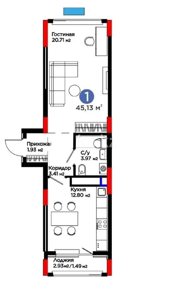 Продажа 2-комнатной квартиры, 46 м² - Продажа двухкомнатных квартир в монолитно-каркасном доме в Астане - страница 3 фото 1 из 1