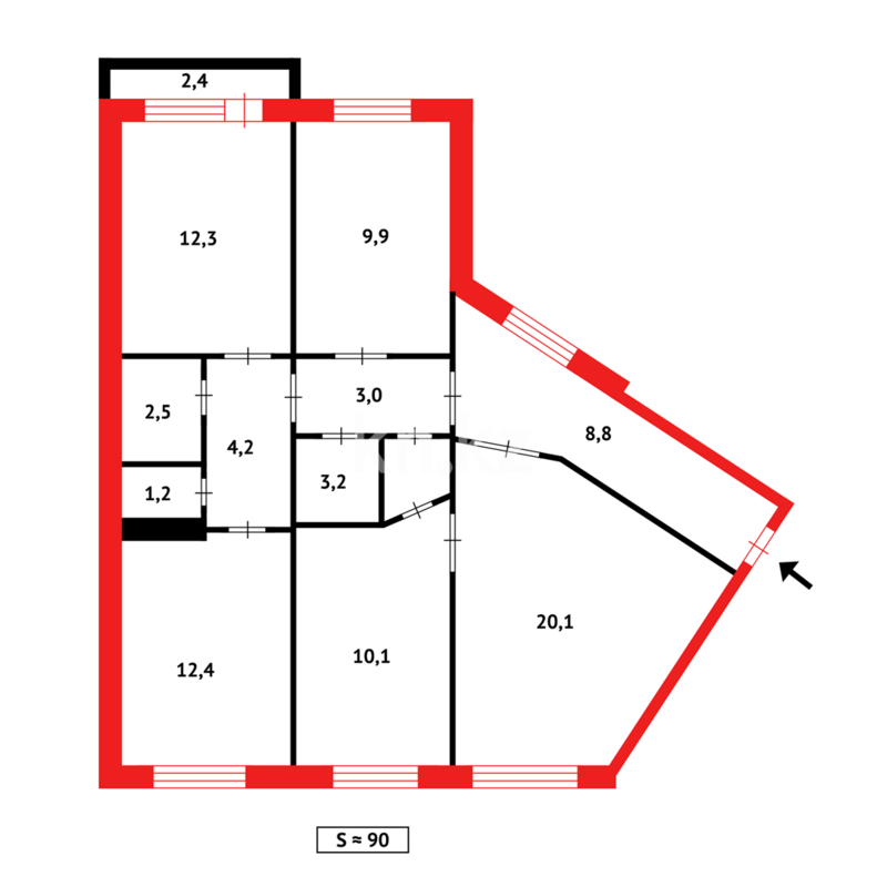 Продажа 4-комнатной квартиры, 90 м² - Продажа четырехкомнатных квартир в панельном доме в Казахстане - страница 18 фото 19 из 19
