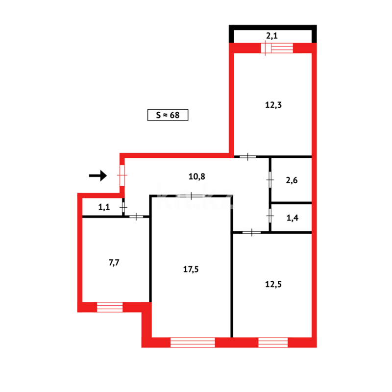 Продажа 3-комнатной квартиры, 68 м² - Продажа трехкомнатных квартир в Темиртау - страница 15 фото 8 из 8