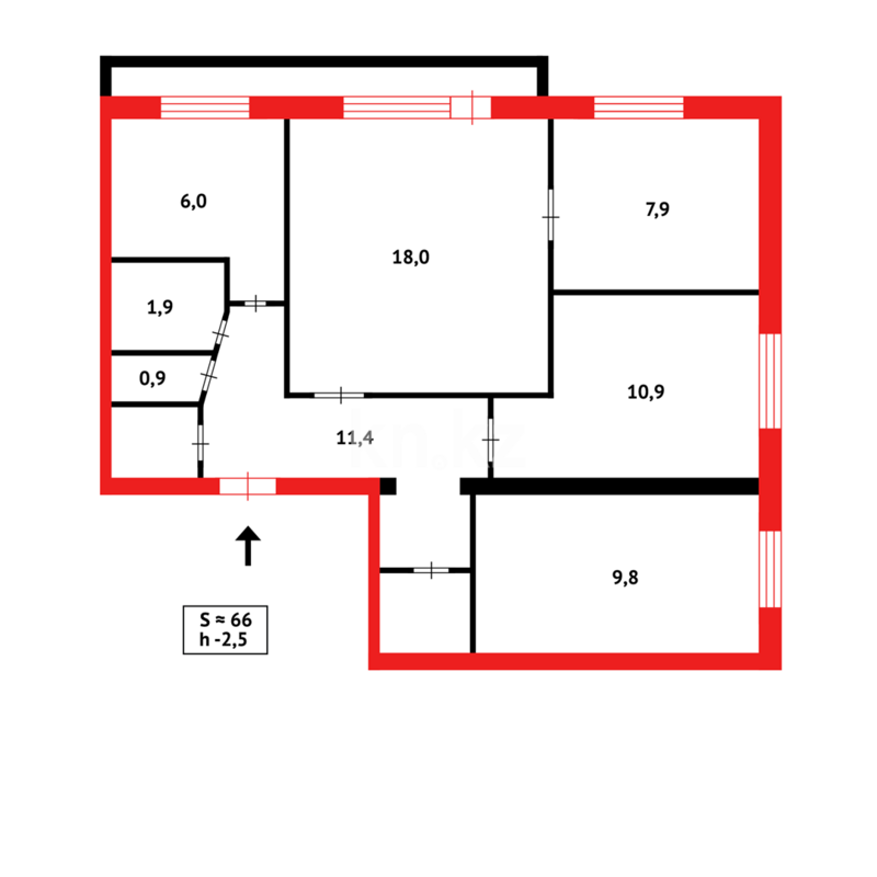 Продажа 4-комнатной квартиры, 66 м² - Продажа квартир в блочном доме в Казахстане - страница 208 фото 14 из 14