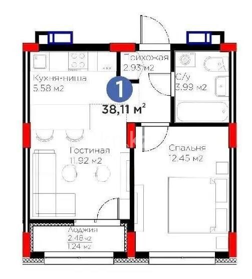 Продажа 2-комнатной квартиры, 38.11 м² - Продажа двухкомнатных квартир в р-не Есиль Астаны - страница 35 фото 3 из 3