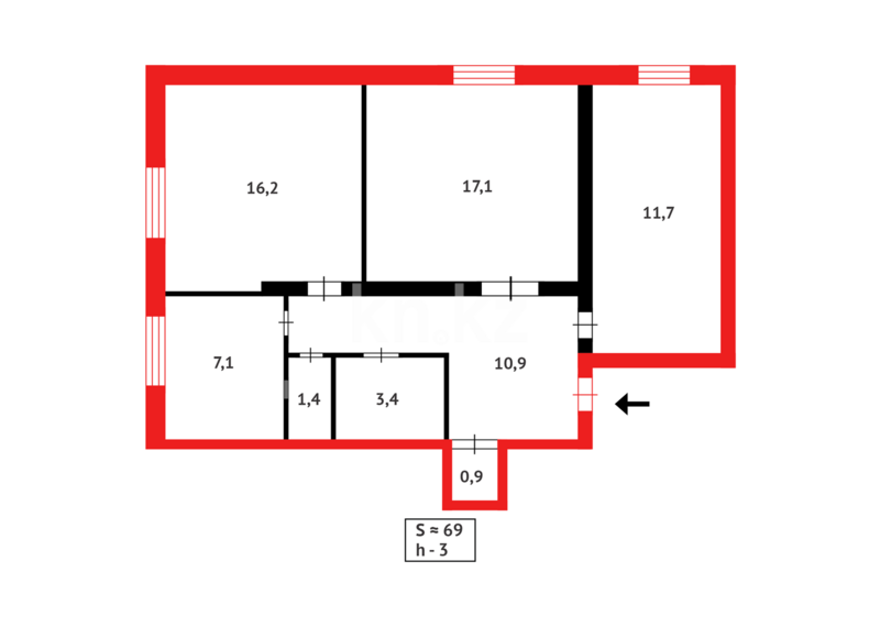 Продажа 3-комнатной квартиры, 72 м² - Продажа трехкомнатных квартир в кирпичном доме в Казахстане - страница 92 фото 7 из 7