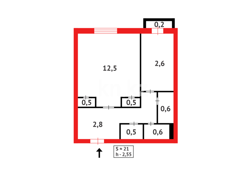 Продажа 1-комнатной квартиры, 20.6 м² - Продажа однокомнатных квартир в блочном доме в Казахстане - страница 46 фото 1 из 1
