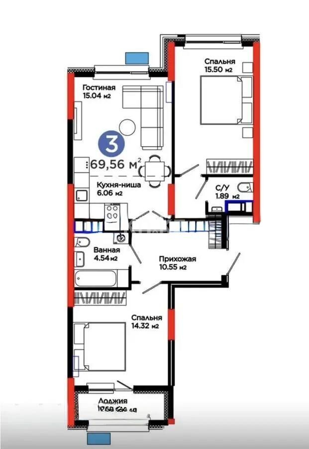 Продажа 3-комнатной квартиры, 70 м² - Продажа трехкомнатных квартир в блочном доме в Казахстане - страница 37 фото 1 из 1