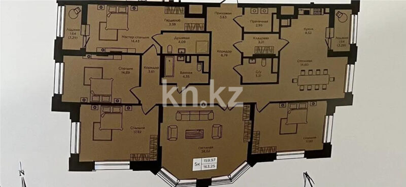 Продажа 5-комнатной квартиры, 164 м² - Продажа пятикомнатных и более квартир в кирпичном доме в Астане фото 1 из 1