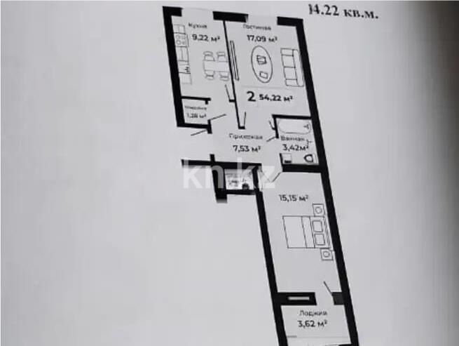Продажа 2-комнатной квартиры, 58 м² - Продажа двухкомнатных квартир в р-не Сарайшык Астаны фото 1 из 1