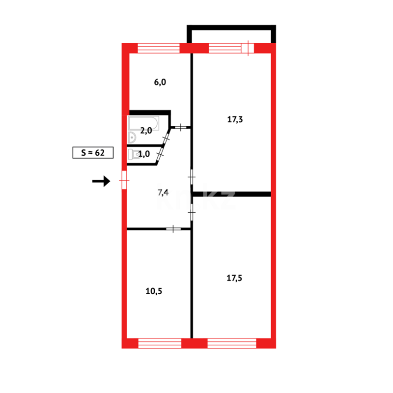 Продажа 3-комнатной квартиры, 62 м² - Продажа трехкомнатных квартир в Майкудуке Караганды - страница 9 фото 7 из 7