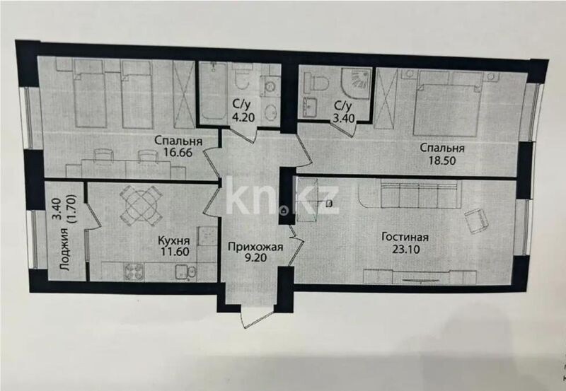 Продажа 3-комнатной квартиры, 88 м² - Продажа трехкомнатных квартир в кирпичном доме в Казахстане - страница 50 фото 7 из 7