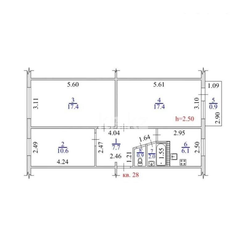 Продажа 3-комнатной квартиры, 63 м² - Продажа трехкомнатных квартир в Казахстане - страница 5 фото 8 из 8