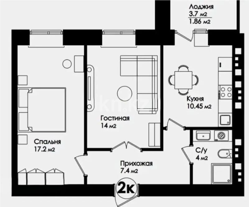 Продажа 2-комнатной квартиры, 54.91 м² - Продажа квартир в кирпичном доме в Астане - страница 225 фото 1 из 1
