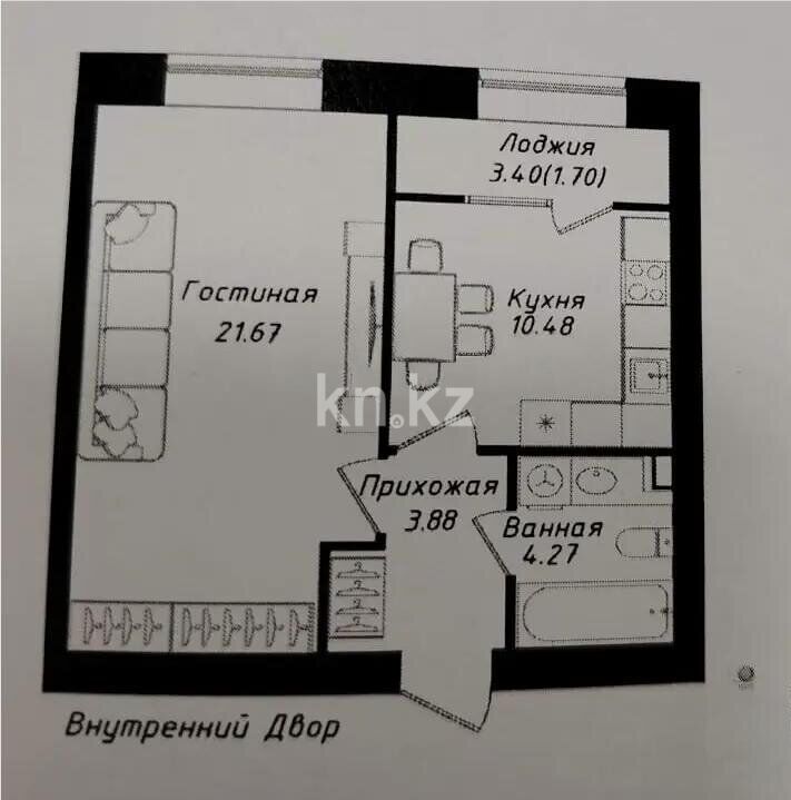 Продажа 1-комнатной квартиры, 42 м² - Продажа однокомнатных квартир в Казахстане - страница 34 фото 1 из 1
