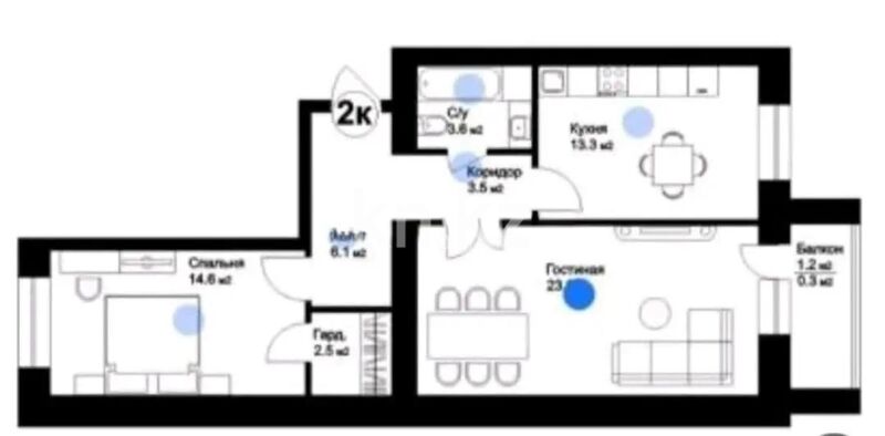 Продажа 2-комнатной квартиры, 68 м² - Продажа двухкомнатных квартир в кирпичном доме в Астане - страница 51 фото 1 из 1