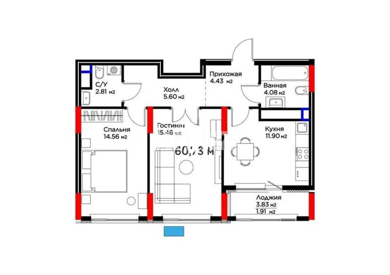 Продажа 2-комнатной квартиры, 61 м² - Продажа двухкомнатных квартир в р-не Есиль Астаны - страница 49 фото 5 из 5
