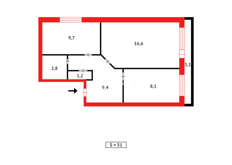 Продажа 2-комнатной квартиры, 50 м² - Продажа квартир в районе ЖБИ Караганды фото 15 из 15